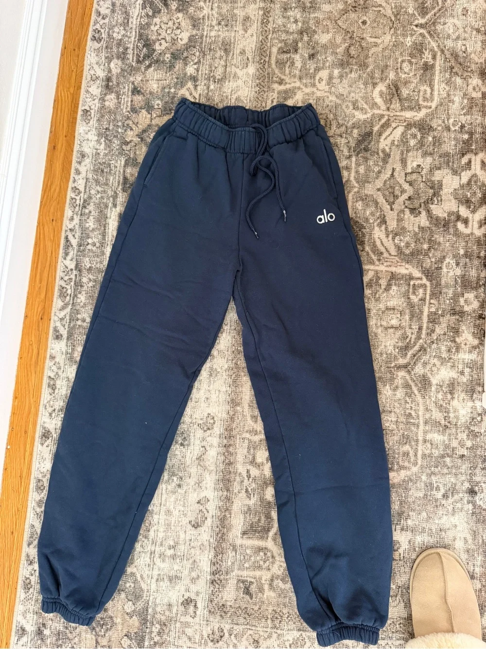 ALO Yoga Navy Blue Jogger Pants with Elastic Waist